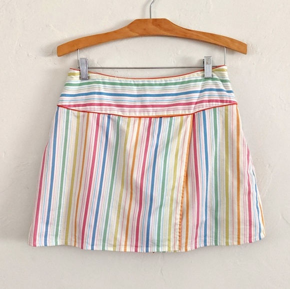Vintage Striped Flap Mini Skirt /Skort 10 - Picture 2 of 5